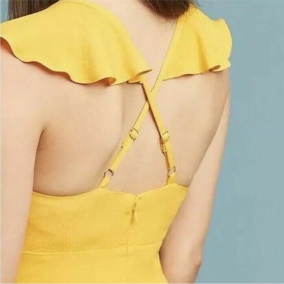 Larke X Anthropologie Dress Womens Sz 0Petite Yellow Ruffles Maxi NWT - Picture 2 of 6
